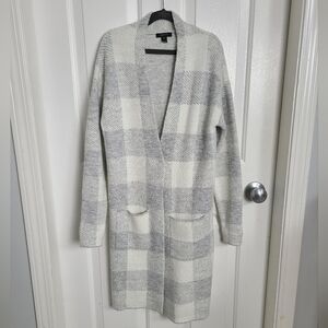 RW & Co long sweater cardigan plaid sz xxs